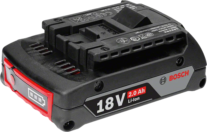 Bosch GBA 18V 2.0Ah Professional battery pack with 18V voltage | 2Ah capacity | 0.35kg weight | Compact 75 x 113 x 39mm dimensions