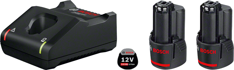 Bosch GAL 12V-40 Professional charger with 2x GBA 12V | 2.0Ah Li-Ion batteries | Fast 4A charging