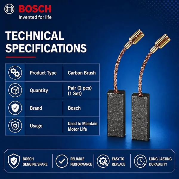 Bosch Original Carbon Brush Set for 4 Inch Angle Grinder 1607014145 | Genuine Bosch Spare Part